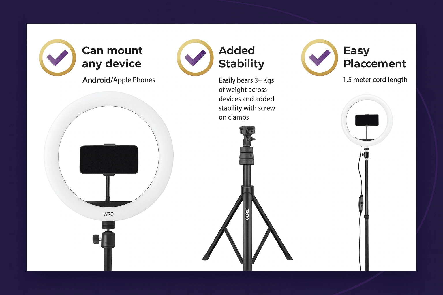 12-Inch LED Ring Light with Tripod Stand Thumbnail 2