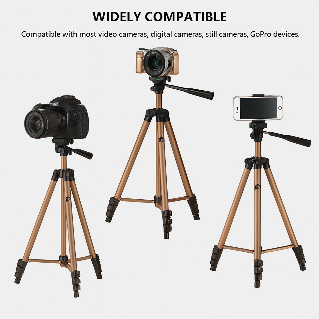 52-Inch Aluminum Camera Tripod with Mount Thumbnail 4
