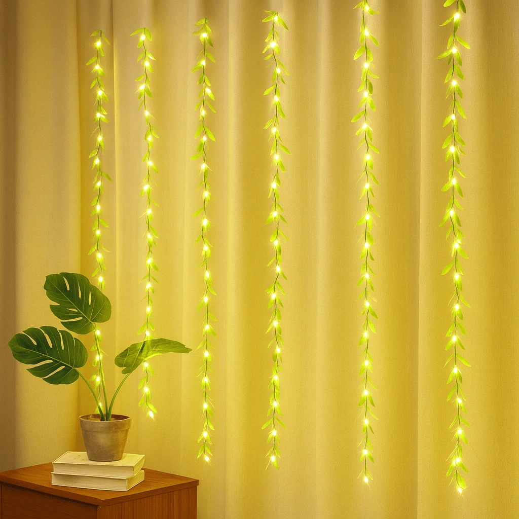 LeafDiya 200 LED Leaf Curtain Lights 10x3 Ft Thumbnail 3